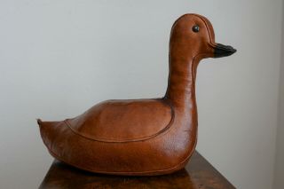 Vintage Mcm Dimitri Omersa Abercrombie & Fitch Leather Duck Decoy Doorstop