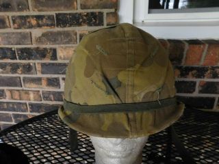 Early Vietnam War M - 1 Helmet Complete 100 Wartime Issue Mitchell Pattern Cover