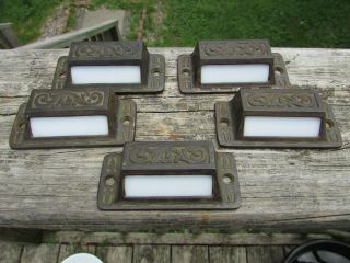 Cast Iron Apothecary Drug Store Cabinet Drawer Pulls W/label Insert,  5 Available