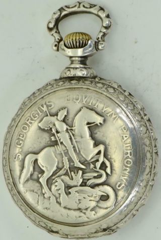 Rare Imperial Russian Award St.  George Chased Silver Case Huguenin Freres Watch