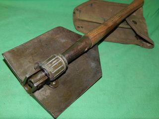 US World War II AMES 1945 Folding Trench Shovel and DAVE MFG.  1944 Carrier 10