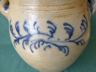 Antique Salt Glaze Ovoid Blue Decorated Stoneware Crock 5