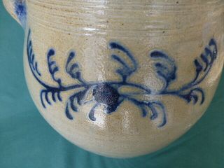 Antique Salt Glaze Ovoid Blue Decorated Stoneware Crock 7
