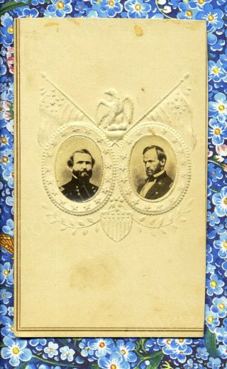 General William T Sherman & Gen George H Thomas Patriotic Civil War Cdv Trimmed