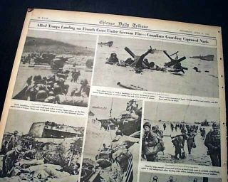Normandy Invasion D - Day World War Ii France Beaches Occupation In 1944 Newspaper