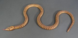 39  WWI WW1 German Trench Art Carved Wood Treen Articulated Snake Serpent Animal 6