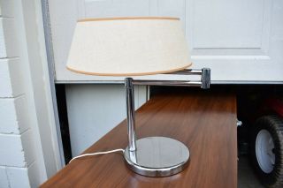 Vtg Mcm Nessen Chrome Swing Arm Table Lamp Deco 50 