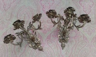 Antique Vintage,  French Brass Candelabra Wall Sconces Candle / Lighting Ormulu