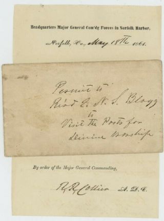 Mr Fancy Cancel Stampless Civil War Cover Contains Permit For Reverend Blogg To