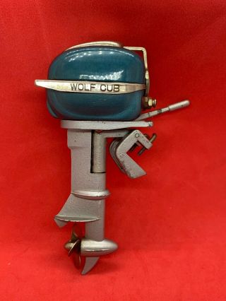 Vintage 1950’s Wolf Cub Toy Miniature Outboard Motor 5 Inches Made In Japan Nr