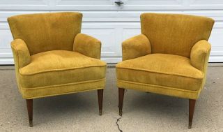Pair Retro Mid Century Vintage Club Lounge Chairs In The Manner Of Paul Mccobb