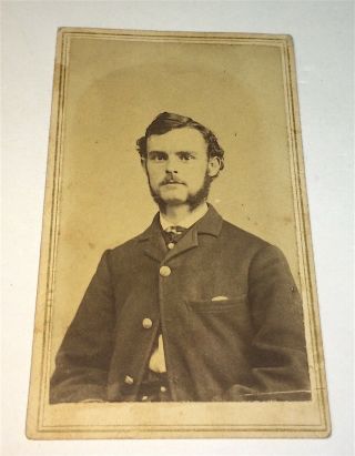 Rare Antique American Civil War Uniform Soldier Williamsburg York CDV Photo 2
