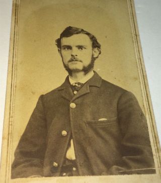 Rare Antique American Civil War Uniform Soldier Williamsburg York CDV Photo 3