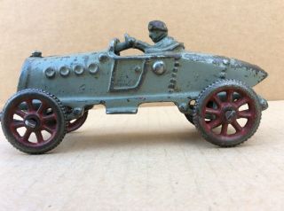 Vtg Cast Iron Boat Tail Race Car 5” Long With Driver Arcade Hubley A.  C.  Williams