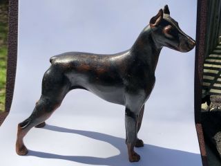 Vintage Hubley ? Cast Iron Doberman Pinscher Dog Sculpture Doorstop 306