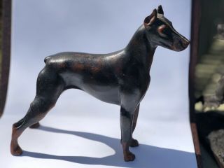 Vintage Hubley ? Cast Iron Doberman Pinscher Dog Sculpture Doorstop 306 5