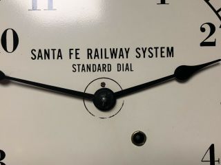 Seth Thomas Short Drop Santa Fe Railroad Station Clock Eight Day W/ Wind Up Key 3