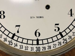 Seth Thomas Short Drop Santa Fe Railroad Station Clock Eight Day W/ Wind Up Key 4