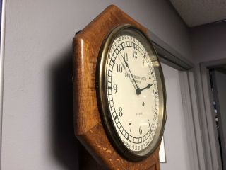 Seth Thomas Short Drop Santa Fe Railroad Station Clock Eight Day W/ Wind Up Key 8