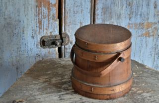 Antique Wooden Lidded Firkin Small / Miniature size Top of the Stack 2