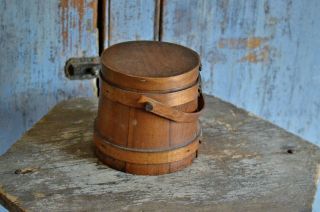Antique Wooden Lidded Firkin Small / Miniature size Top of the Stack 3