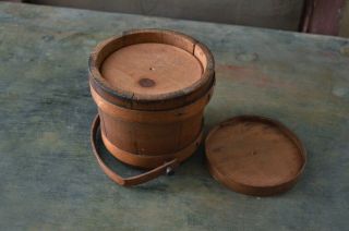 Antique Wooden Lidded Firkin Small / Miniature size Top of the Stack 4