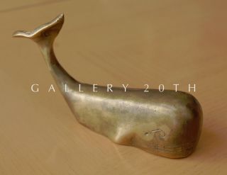 Rare Mid Century Brass Whale Sculpture Hagenauer Era Vtg 50s Moby Dick Whaling