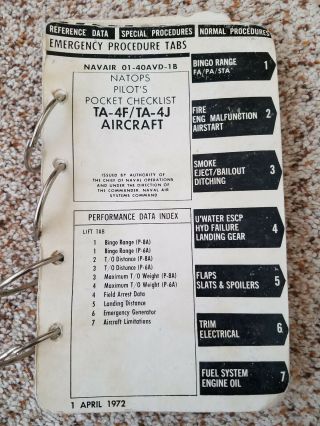 Ta - 4f/ta - 4j Usn Natops Pocket Checklist