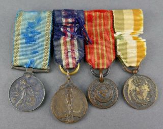 Fine Wwi Italian Valore Militare Valor Queens South Africa Boer Dress Medal Bar
