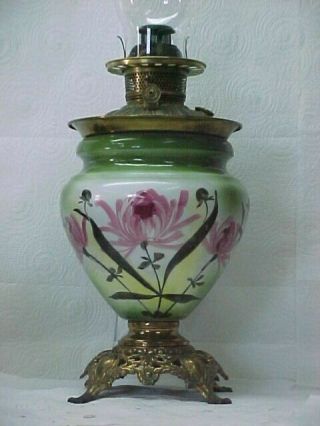 Victorin Table / Banquet Oil Lamp,  Comp.  W/ Attack Eagle Shade,  Excel. 6