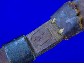 Swiss Switzerland WW1 Officer ' s Sword Leather Portepee Knot Maker Marked 2