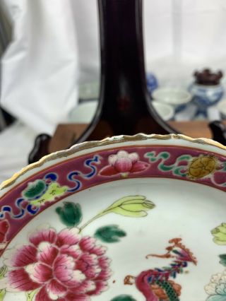 Chinese Famille Rose Porcelain Nyonya Straits Phoenix Plate 19th C No.  1 6