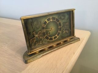 An Antique Enamel Clock Wind - Up Aprox 1920/1930 Hunting Scene.  Spares/ Repair