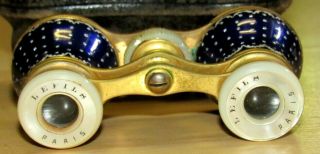 GORGEOUS ANTIQUE FLORAL ENAMEL LEFILS PARIS ORNATE OPERA GLASSES IN ORIG CASE 3