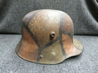 Wwi German Model 1917 Helmet W/ Camo Paint - Guaranteed - W/ Liner