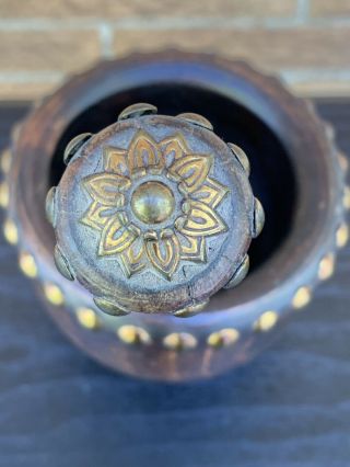 Antique Wooden Mortar & Pestle with Brass Studs in 5