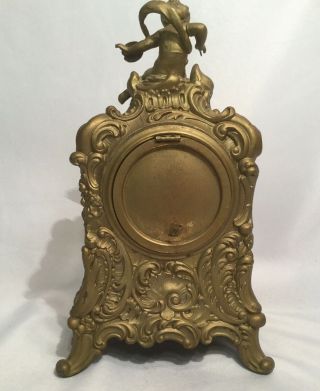RARE ANTIQUE ANSONIA FRENCH STYLE FOOTED CHERUB MANTLE CLOCK HEAVY 5