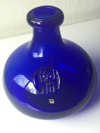 Rare Find Erik Hoglund 1950s 1960s Cobalt Blue Vase Boda Sweden Label MCM 5