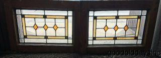 2 of 4 Antique 1920 ' s Chicago Bungalow Style Stained Leaded Glass Transom Window 3