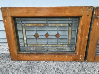 2 of 4 Antique 1920 ' s Chicago Bungalow Style Stained Leaded Glass Transom Window 5