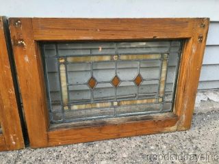 2 of 4 Antique 1920 ' s Chicago Bungalow Style Stained Leaded Glass Transom Window 6