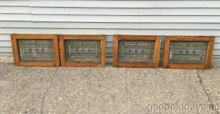 2 of 4 Antique 1920 ' s Chicago Bungalow Style Stained Leaded Glass Transom Window 8