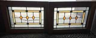 2 of 4 Antique 1920 ' s Chicago Bungalow Style Stained Leaded Glass Transom Window 9