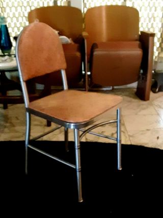 Machine Age 1930s Nyc Warren Mcarthur Corp Aluminum Frame Pink Vinyl Chair