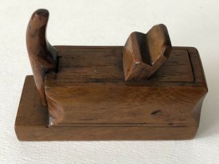 Antique 19th C Hand CARVED Wood FIGURAL Woodworking Carpenter Plane SNUFF BOX 2