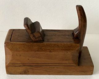 Antique 19th C Hand CARVED Wood FIGURAL Woodworking Carpenter Plane SNUFF BOX 7