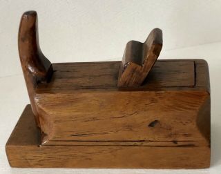 Antique 19th C Hand CARVED Wood FIGURAL Woodworking Carpenter Plane SNUFF BOX 8