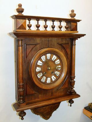Antique Wall French Clock Walnut Henry Ii 1890th Century