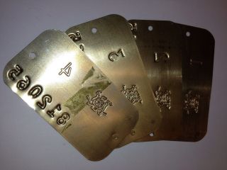 4 Vintage Mine Claim Tags - Marker For Claim Post - 1,  2,  3,  4 2