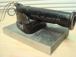 Vintage 12ga Blank Signal Salute Cast Iron Cannon W/ Mount Stake French Made